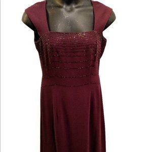 Long gown Rimini burgundy sz12 bridesmaid beaded